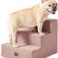 EHEYCIGA Dog Stairs for Small Dogs 13.5" H, 3-Step Dog Steps for Couch Sofa and Chair, Pet Steps for Medium Cats, Non-Slip Balanced Pet Ramp Indoor, Pink