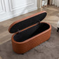Storage Ottoman Bench Upholstered PU Leather End of Bed Stool with Safety Hinge for Bedroom, Living Room, Entryway (44.5-inch, Brown), TN2436