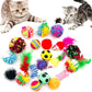 PET SHOW 20Pcs Cats Toys Interactive Kitten Ball Toys Assortments Variety Pack for Indoor Cats Mice Feather Sparkle Crinkle Ball Bells Spring