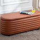 Storage Ottoman Bench Upholstered PU Leather End of Bed Stool with Safety Hinge for Bedroom, Living Room, Entryway (44.5-inch, Brown), TN2436