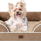 EHEYCIGA Orthopedic Dog Bed for Small Dogs, Waterproof Memory Foam Small Dog Beds with Sides, Non-Slip Bottom and Egg-Crate Foam Medium Pet Couch Bed with Washable Removable Cover, Camel