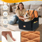 Car Seat Booster for Dog: High-Support Memory Foam Pet Car Seat for Small/Medium Dogs Under 35lbs with Elevated Cushion,Pockets - Detachable Washable Puppy Travel Bed for Driving(Black/Brown)