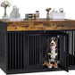 VECELO Dog Crate Furniture for Medium/Large Dogs, Wooden Dog Cage with Drawers, Double Door, Dog Kennel End Table, Brown