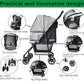 ROODO 4 Wheel Dog Cat Pet Stroller Best Lightweight Foldable Compact Portable Jogger All Terrain Travel Pet Gear Puppy Doggie Bunny Kitty Stroller for up to 30lbs Medium Small Dogs Cats(Light Khaki)