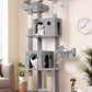Globlazer Cat Tree, 70 inch Tall Scratching Tower Multi-Level Cat Condo for Indoor Multiple Cats with 2 Large Cat Caves, Top Perch, Large Platform, Bottom Swing, F70B, Light Grey