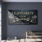 Tailored Canvases Personalized Gym Sign Wall Art Decor - Motivational Canvas for Home Gym, Workout Room, Garage, Fitness Center - Workout Inspirational Posters - Gym Name on Charcoal Background, 20x10in