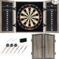 Dartboard Cabinet Set - Easy Assembly One Piece Sports Hemp Dartboard Scoreboard - Play Immediately - 6 Dart Chalk Set for Home Game Bar Accessories, Gray