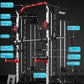 Smith Machine, Power Cage Squat Rack with Cable Crossover, Dual Pulley System, Pull-Up Bar, Home Gym Workout Equipment with Attachments for Strength Training and Weightlifting