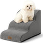 Dog Stairs for Small Dogs 15.7" H, Curved Dog Step for Puppy, Older Cat, Medium Pet Ramp for Sofa, Couch or Chair, Ladder with High Density Foam, 15.7x22.4x15.7 inch, 3 Step, Light Grey
