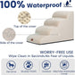 GoGoBunny Waterproof High Density Foam Curved Dog Stairs for High Beds Couches 19.7" H, 4-Step Ramp Dog Steps Friendly to Small Medium Dogs or Pets Joints, Non-Slip Balanced Durable Pet Step, Beige