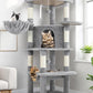 Globlazer Corner Cat Tree Tower for Indoor Cats, 51in Multi-Level Cat Condo Tower with Large Hammock, 7 Sisal Scratching Posts, Oversized Top Perch, Spacious Cat Cave, Hanging Basket, C51, Light Gray