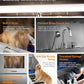 polimo Dog Washing Station with Dryer & LED, Professional Stainless Steel Grooming Tub, Dog Bathtub for Large, Medium & Small Dog, w/Window, Ramp, Drawer, Floor Grate &Fauct （Right RAMP & Dryer, 50"）