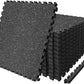 AIRHOP 0.79in Thick 48 Sq Ft Exercise Equipment Mats, 12 Tiles Upgraded Rubber Top with High Density EVA Foam, Large Interlocking Puzzle Gym Flooring for Home Gym, Heavy Weight Workout,Black & White