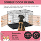 FDW Extra Large Dog Crate Dog Kennel Cage with Double Door,48 inch Folding Metal Wire Dog Cage with Removable Tray&Divider Panel,Pet Crate for Large Dogs,Black
