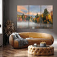 Nature Wall Art Prints - Ocean Forest Mountain Lake Canvas Landscapes - Small to Extra Large Living Room Bedroom Kitchen Bathroom Décor (Misty Fall Reflection, 47L" x 71W" - 3 panels)