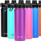 DRINCO Stainless Steel Water Bottle Spout Lid Vacuum Insulated Double Wall Water Bottle Wide Mouth (40oz 32oz 22oz 18oz 14oz) Leak Proof Keep Cold Sport Camping Hiking (22 oz, 22oz Purple)