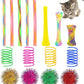 ISMARTEN 45-Piece Cat Toy Set - Springs, Balls, Tube, Pom Poms for Kittens to Swat, Bite, Hunt (Random Color)