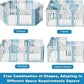2 Room Dog Playpen with Door,DIY Shape Combination Puppy Pen,16-Panel+2 Link Piece+Large Door+Small Door,25.5" H Dog Fence,Non-Slip&Secure Pet Gate,Easy to Assemble,Blue+White