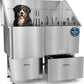 KANIS Professional Dog Washing Station - 304 Stainless Steel Pet Wash Sink & Grooming Bath Tub for Home with Ramp, Shower, Floor Grate, Storage Drawers, and Faucet for Large, Medium & Small Pets
