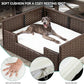 YITAHOME Rattan Dog Sofa Bed with Cushion, Wicker Pet Bed Sofa Couch Indoor Outdoor Waterproof for Large Medium Small Dogs Cats (34.6''L*23.6''W*11.8''H,Beige)
