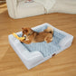 Orthopedic Dog Beds, Waterproof Memory Foam Large Sized Dog Beds with Sides, Non-Slip Bottom and Egg-Crate Foam Big Dogs Beds with Removable Washable Cover(Large,Light Grey)