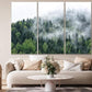Nature Wall Art Prints - Ocean Forest Mountain Lake Canvas Landscapes - Small to Extra Large Living Room Bedroom Kitchen Bathroom Décor (Pine Trees in Fog, 39L" x 59W" - 3 Panels)