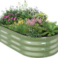 Galvanized Raised Garden Bed Outdoor - 4×2×1ft Planter Raised Beds for Gardening | Oval Metal Garden Planter Box with Safety Edging and Gloves for Vegetables Fruits and Flowers OliveGreen