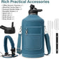 1 Gallon Water Bottle Insulated | Thickened Stainless Steel Vacuum Metal Water Jug | Portable Sports Large for Gym and Hiking with Straw, Carrier Bag, Handle Strap | BPA-Free 128 oz