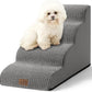 Dog Stairs for Small Dogs 19.7" H, Curved Dog Step for Puppy, Older or Cat, Medium Pet Ramp for Sofa, Couch or Bed, Ladder with High Density Foam, 15.7x28.3x19.7 inch, 4 Step, Light Grey