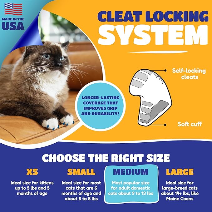 Soft Claws Cat Nail Caps for Small Cats – (40 Caps, Sparkle Variety) - Made in USA - Veterinarian-Developed | Protects Furniture & Skin - Easy to Apply, Long-Lasting Anti-Scratch Soft Cat Claw Covers