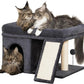 XL Cat Tree Tower for Large Adult Cats 20 lbs+, 25in Perch Bed, Condo Cave for Indoor Medium Kittens, 2 Scratchers, Extra Large Platform