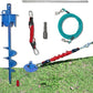 Dog Stakes for Outside Heavy Duty Hold up to 350Lbs Large Dogs Tie Out Tether Leash Chain for Yard Screw in Ground Anchors 17inch with Buffer Rope, Blue, 25 FT Steel Cable