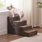 Made4Pets Dog Steps for Bed, Extra Wide Dog Stairs for High Bed Couch Sofa, 35D Foam Pet Steps for Small Dogs and Cats, Non-Slip Bottom Pet Stairs, Brown, 4 Steps