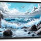 Extra Large Framed Abstract Sea Ocean Wall Art,Black and White Wall Decor, Coastal Seashore Pictures for Living Room,Canvas Print Painting Modern Artwork Bedroom Office Bathroom 36L x 24W