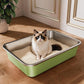 Stainless Steel Litter Box, Large Metal Cat Litter Box with High Sided for Big and Small Cats, Non-Stick, Easy to Clean, Odor-Free, 19.5" L×13.6" W×3.9" H, Leaf Green