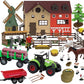 136PCS Farm Animals Toys Set Comes with Barn, Tractor Trailer, Milking shed, Windmill, Farmer, Fence - Playset for Kids Toddlers Boys Girls 5+ Years Old