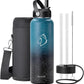 BUZIO 40oz Insulated Water Bottle with Straw, Stainless Steel Double Wall Sports Wide Mouth Water Bottle, BPA-Free Flex Cap and Straw Lid, Keep Cold for 48 Hrs, Hot for 24 Hrs, Starry Indigo