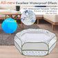 Pawaboo Small Animals Playpen, Waterproof Small Pet Cage Tent with Zippered Cover, Portable Outdoor Yard Fence with 3 Metal Rod for Chick/Kitten/Puppy/Guinea Pig/Rabbits/Hamster, Blue + White Flower