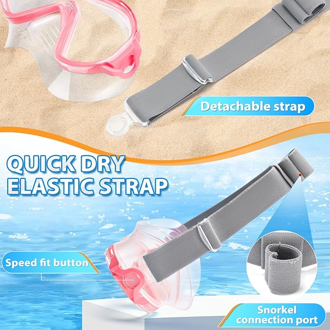 Supertrip Adult Swim Goggles Swimming Goggles with Nose Cover Elastic Fabric Strap Tempered Glass Snorkeling Gear for Adults
