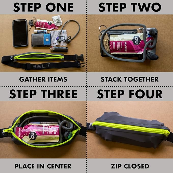 SPIbelt Running Belt for Women Men, Phone Holder for Running, Running Fanny Pack, Holder for Phone, Running Waist Pack, Adjustable Waist, [Fits All Phones]. Black with Red Zipper