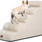 GoGoBunny Ramp Dog Stairs for High Beds 22.6" H, 5-Step Dog Slope Stairs with Durable Waterproof Fabric Cover, Pet Steps for Old Large Dogs Climbing, Non-Slip Sturdy Indoor Step, Beige