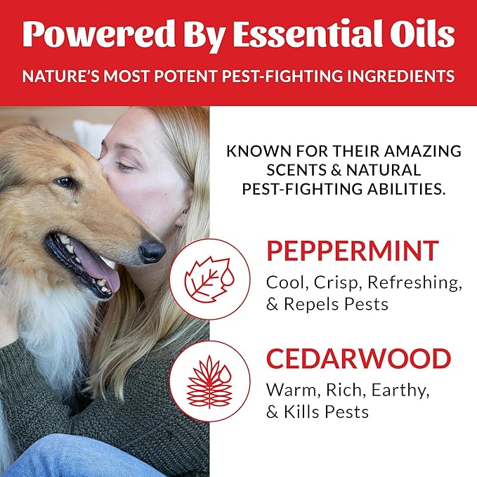 Skout's Honor Flea and Tick Dog & Home Spray - Natural Peppermint & Cedarwood Formula, Helps to Protect from Fleas, Ticks, and Mosquitos, 28 oz