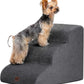 Dog Stairs for Couch Sofa and Chair, 3-Step Dog Steps for Small Dogs and Cats, Non-Slip Indoor Pet Step, Dark Grey