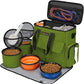 Modoker Dog Travel Bag, Weekend Pet Travel Set for Dog and Cat, Airline Approved Tote Organizer with Multi-Function Pockets and 2 Food Storage Containers, 2 Collapsible Bowls, 1 Feeding Mat (Green)