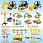 Sand Construction Site Kit - 37 Pcs Play Sand Art Kit with 8 Construction Trucks, Folding Sandbox, 2.2 lbs Magic Sand, Crane, Worker, Road Signs, Molds, Shovel - Ideal Toys for Boys Girls Age 3+