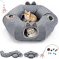 Odoland Summer Linen Cat Tunnels for Indoor Cats with Cooling Central Cat Bed, Interactive Cat Toys Detachable Soft Mat and Variety Kitty Toy Set Grey