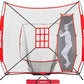 7'X7' Baseball Softball Practice Net,Pitching Net,Batting Net,with Baseball Tee,Bonus Strike Zone and Bow Frame,for Hitting,Pitching, Catching