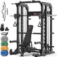Smith Machine Home Gym with Aluminum Pulley Set- 2000lbs Capacity All-in-One Power Rack with Cable Crossover, Pull-Up Bar & Dip Station, Includes 18 Attachments, P107 Anvil
