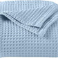 100% Cotton Waffle Weave Queen Bed Blanket | Soft, Breathable, and Lightweight Blanket for All-Seasons | Perfect for Layering | Brielle Collection (Full/Queen, Sky Blue)