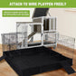 GUTINNEEN Rabbit Hutch Indoor Mobile Bunny Cage with Run Wooden 2 Story Guinea Pig Cage Outdoor for Small Animals with Wheels,Two Deeper No Leak Trays(Grey)